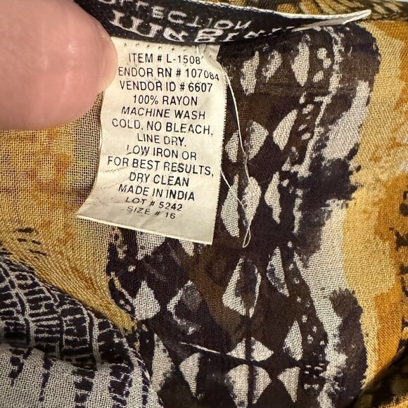 Vintage Lew Magram Collection Sheer Button Shirt Dress Size 16 Retro Bohemian - Picture 9 of 11